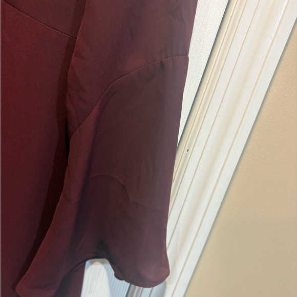 Sam Edelman Burgundy Long-Sleeve Tie-Front Fit & Flare Dress - Picture 3 of 6